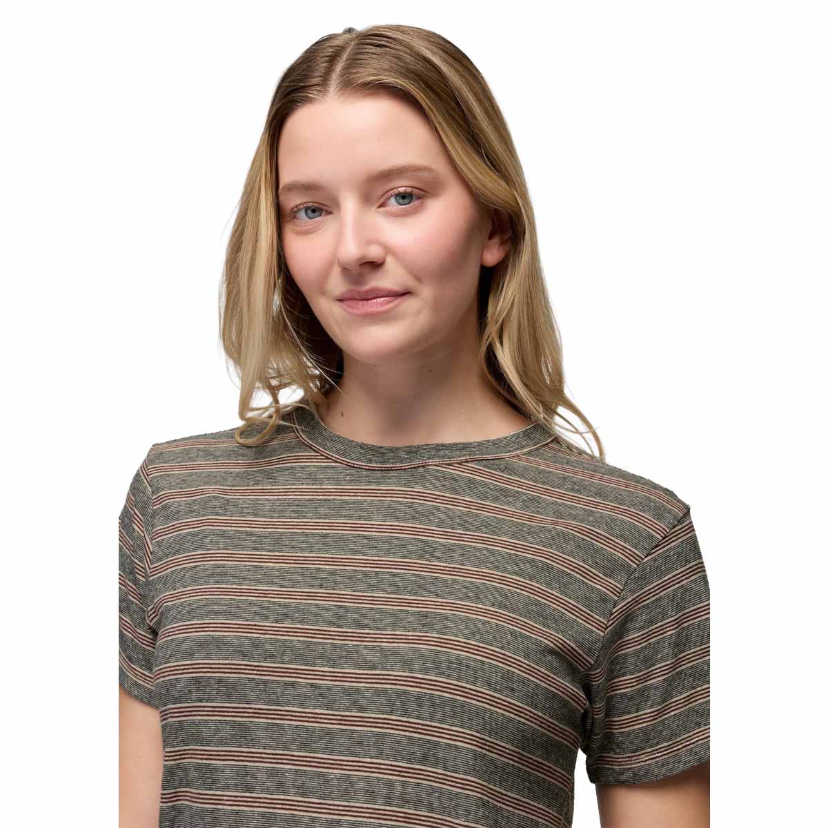 Prana - Cozy Up Short Sleeve Crew - Cacao Stripe