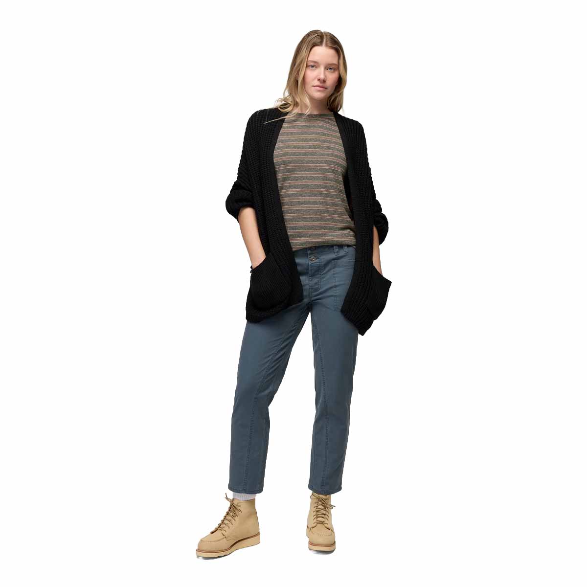 Prana - Cozy Up Short Sleeve Crew - Cacao Stripe