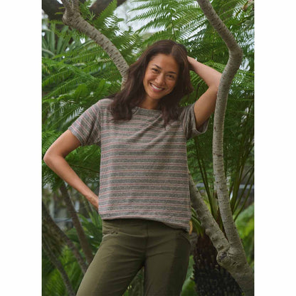 Prana - Cozy Up Short Sleeve Crew - Cacao Stripe