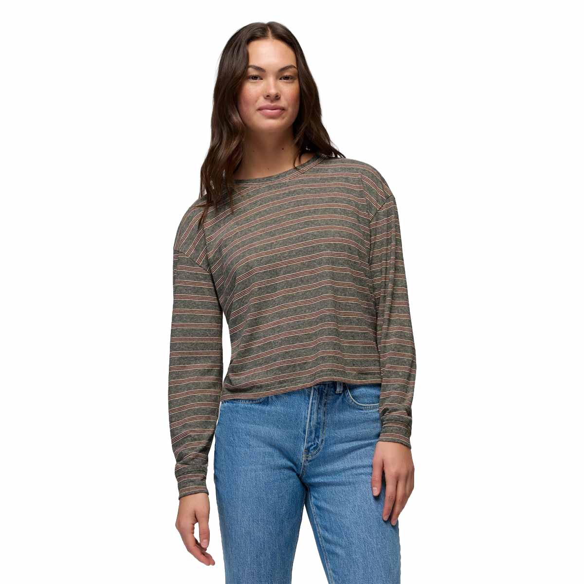 Prana - Cozy Up Long Sleeve Crew - Cacao Stripe