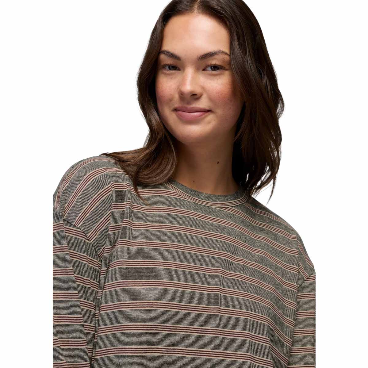 Prana - Cozy Up Long Sleeve Crew - Cacao Stripe