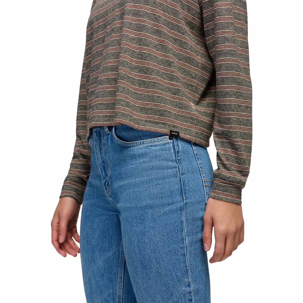 Prana - Cozy Up Long Sleeve Crew - Cacao Stripe