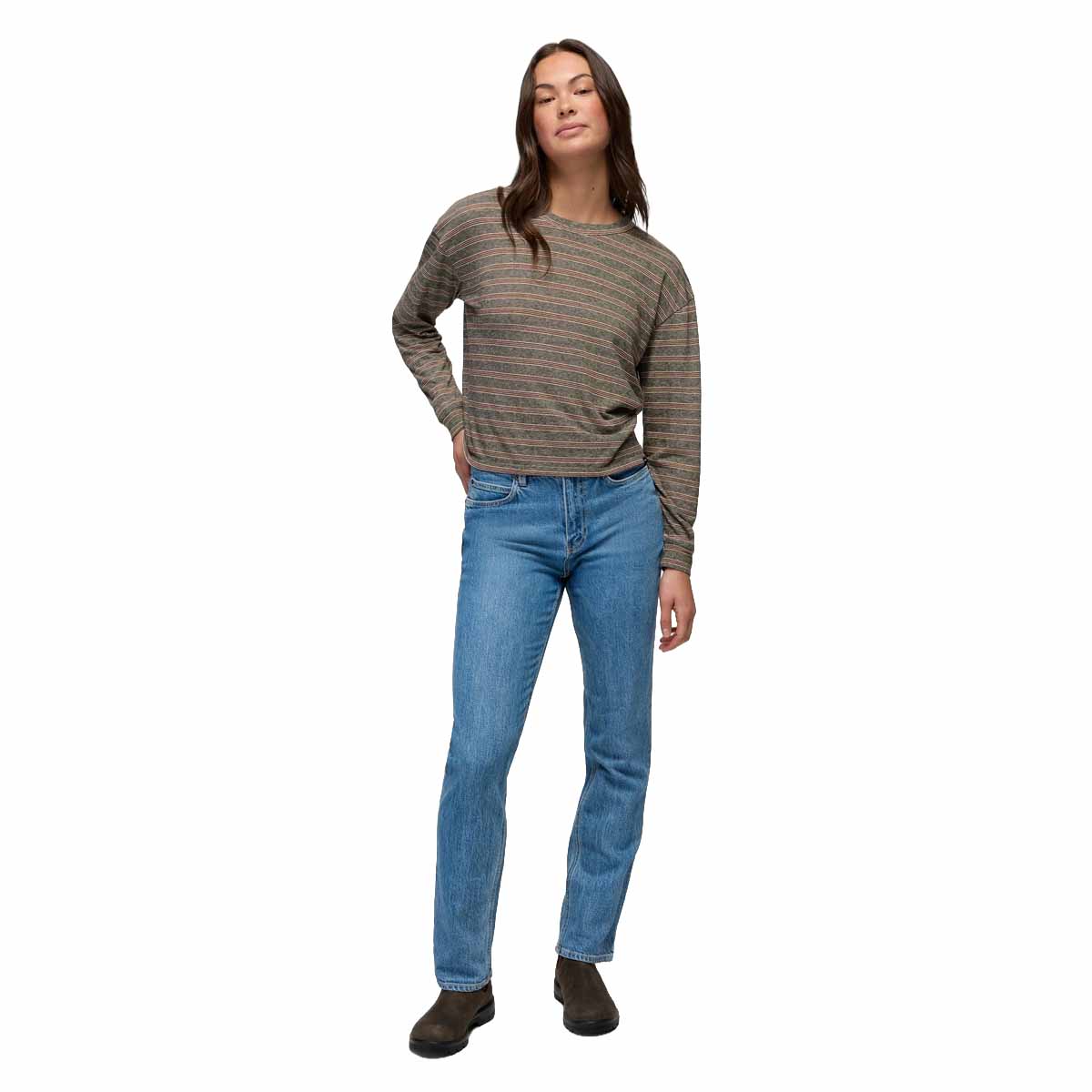 Prana - Cozy Up Long Sleeve Crew - Cacao Stripe