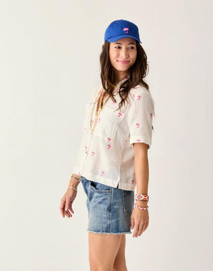 Carve Designs - Luca Linen Shirt - Women's - Palm Embroidered