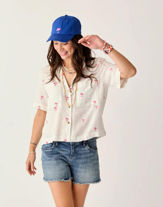 Carve Designs - Luca Linen Shirt - Women's - Palm Embroidered