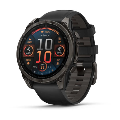 Garmin - Fenix 8 Solar - Carbon Gray w/ Pebble Gray Band