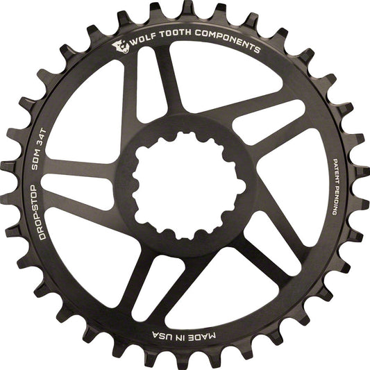 Wolf Tooth - Direct Mount Chainring - 28t, SRAM Direct Mount, Drop-Stop A, For SRAM 3-Bolt Cranksets, 6mm Offset, Black