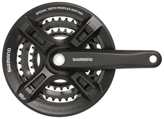 Shimano - Altus FC-M311 Crankset - 170mm, 7/8-Speed, 48/38/28t, Riveted, Square Taper JIS Spindle Interface, Black - Black
