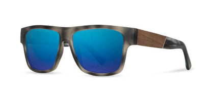 Camp Eyewear - Cliff - Matte Pearl Grey / Walnut; HD Plus Polarized Silver Mirror