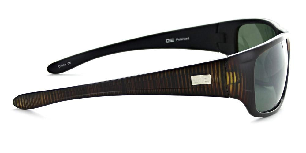 ONE - Contra Sunglasses - Matte Vertical Driftwood Grey; Smoke with Green Mirror