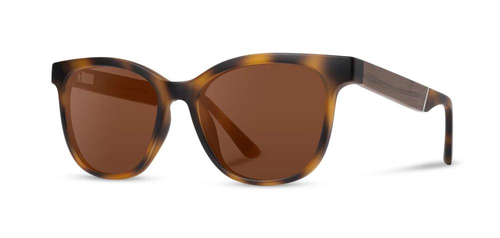 Camp Eyewear - Cove - Matte Tortoise / Walnut; HD Plus Polarized Green Flash