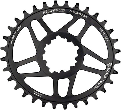 Wolf Tooth - Elliptical Direct Mount Chainring Drop-Stop, For SRAM 3-Bolt Cranksets, 6mm Offset - Black