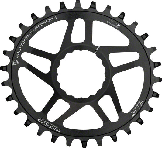 Wolf Tooth - Elliptical Direct Mount Chainring - 32t, RaceFace/Easton CINCH Direct Mount, Drop-Stop, 6mm Offset, Black