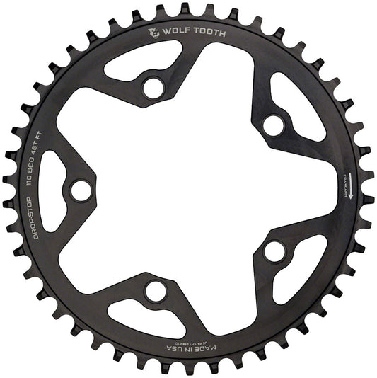 Wolf Tooth - 110 BCD Cyclocross and Road Chainring - 36t, 110 BCD, 5-Bolt, Drop-Stop, 10/11/12-Speed Eagle and Flattop Compatible, Black