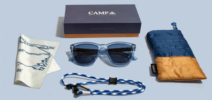 Camp Eyewear - Arrowcrest - Matte Crystal / Walnut; HD Plus Polarized Blue Flash
