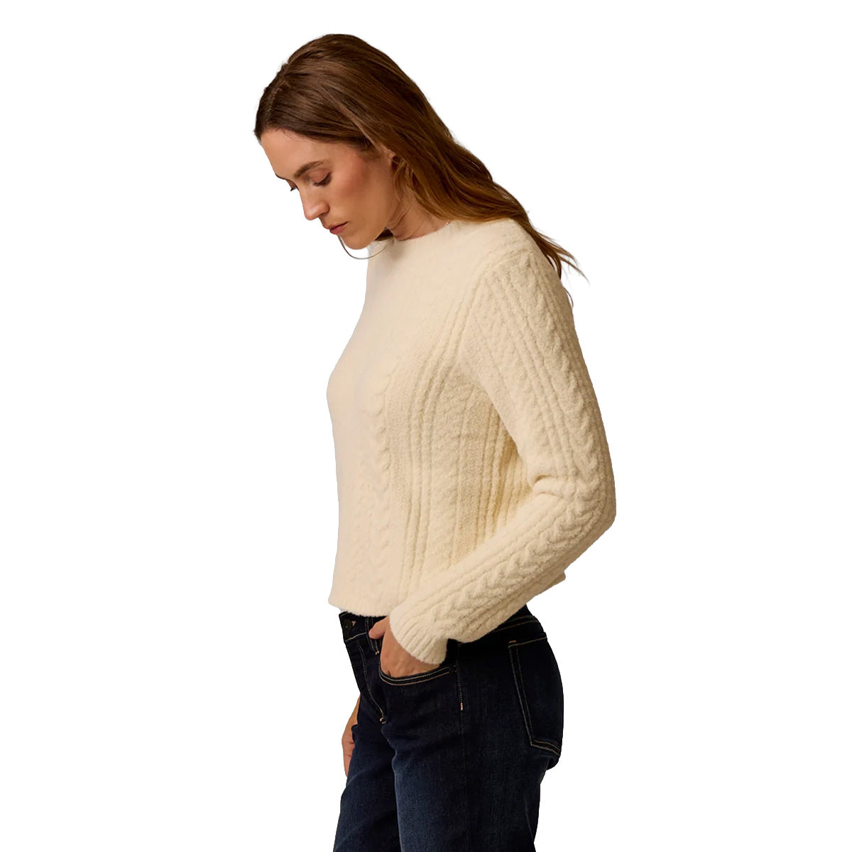 Carve Designs - Monroe Cable Sweater - Cream
