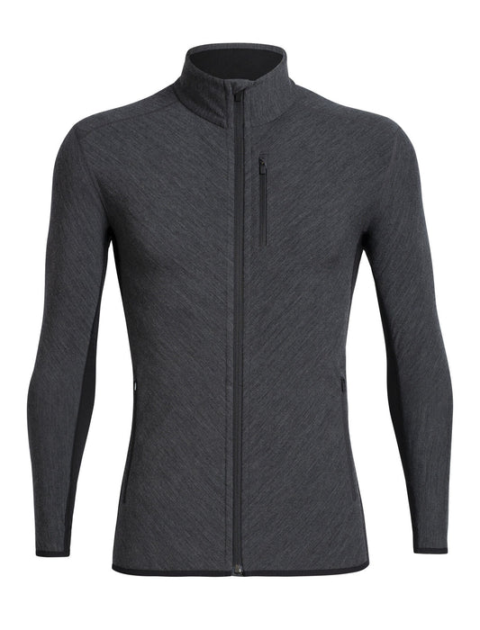 Icebreaker - Men's Descender Long Sleeve Zip - Jet Hthr/Black