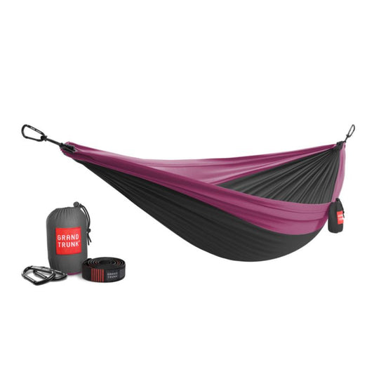Grand Trunk - Double Deluxe Parachute Nylon Hammock w/Straps - Charcoal/Magenta