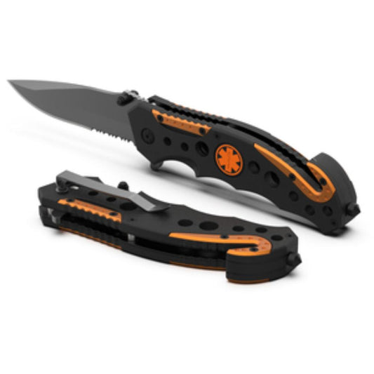Swiss Safe - Tactical Rescue Folding Knife - EMT ORANGE