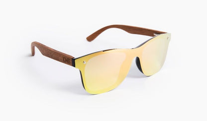 Optic Nerve - Ecotone - Shiny Black frame; Zebra Wood Temples Green Mirror