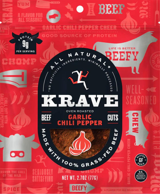 Krave Jerky - Garlic Chili Pepper Jerky - 2.7