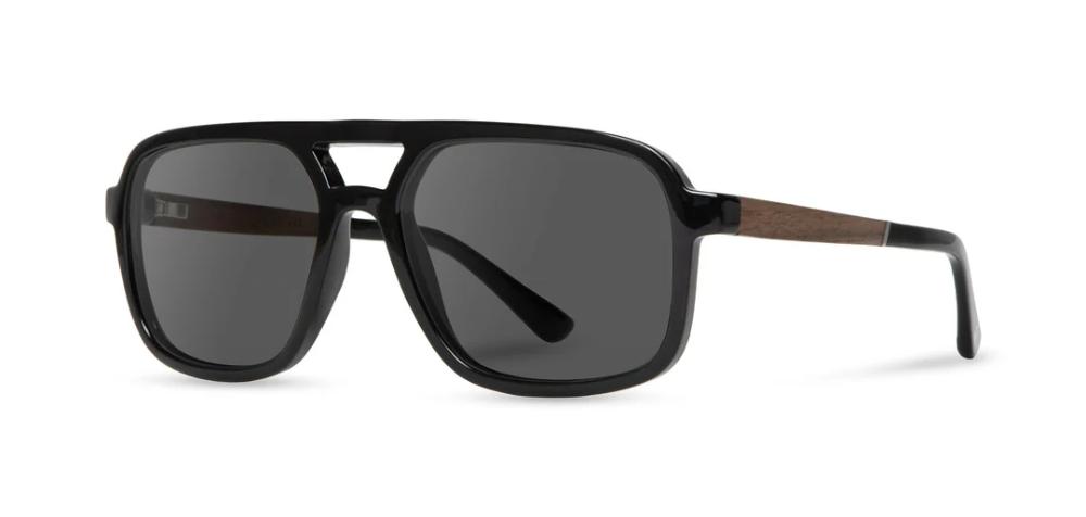 Camp Eyewear - Glacier - Black / Walnut; HD Plus Polarized Solar Flash