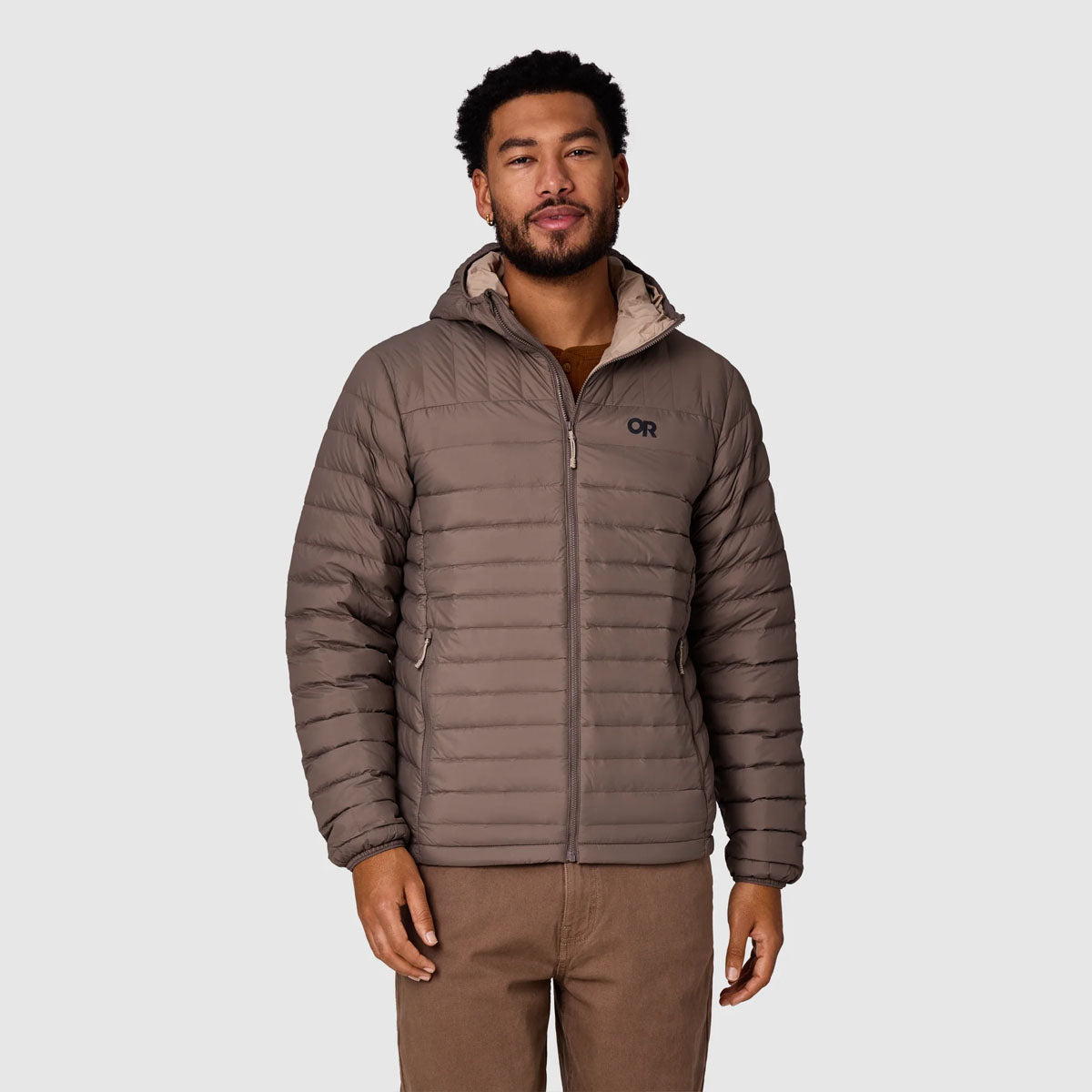 Outdoor Research - Men's Transcendent Down Hoodie - Gravel