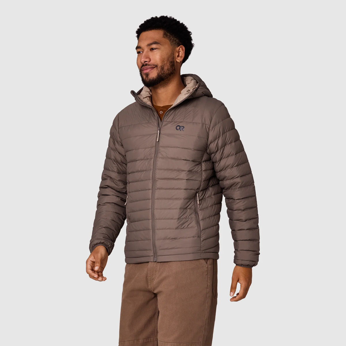 Outdoor Research - Men's Transcendent Down Hoodie - Gravel