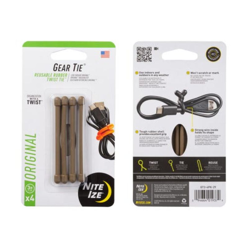 Nite Ize - Gear Tie Reusable Rubber Twist Tie - Black