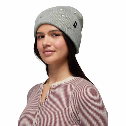 Prana - Wild Now Beanie - Heather Grey Hearts