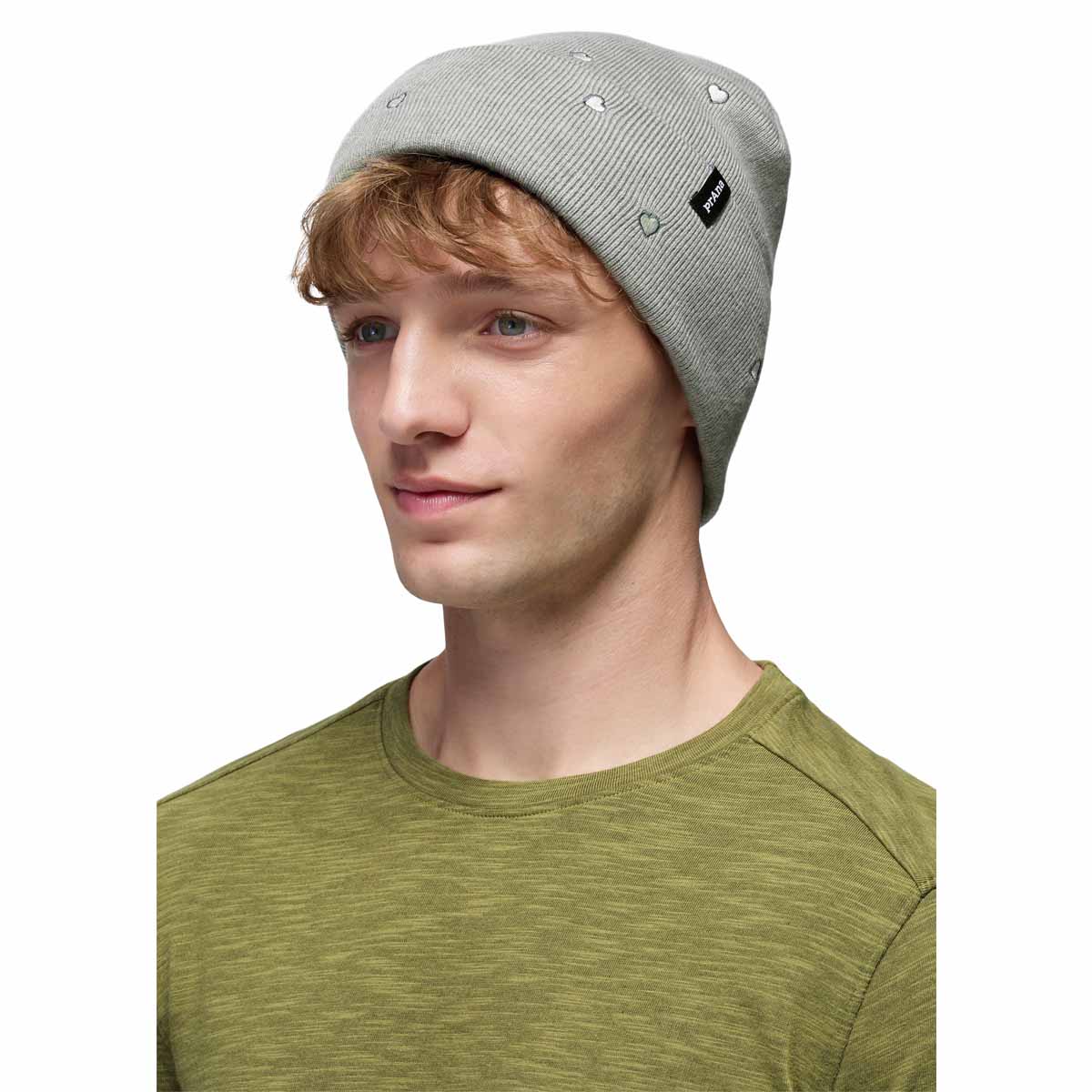 Prana - Wild Now Beanie - Heather Grey Hearts