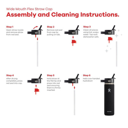 Hydro Flask - Wide Mouth Flex Straw Lid - Black - Black