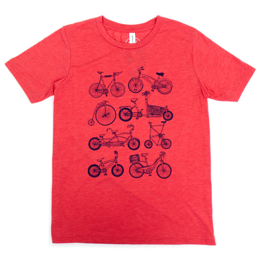 New Duds - Bikes Tee - Youth - Red Tri Blend