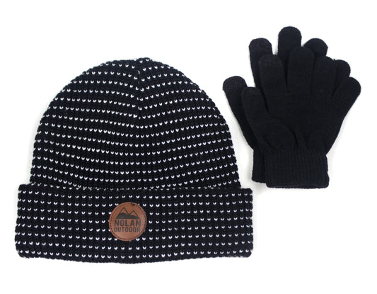 Nolan - 2-Tone Pick Stitch Knit Cuff Hat Kids' - Black/White