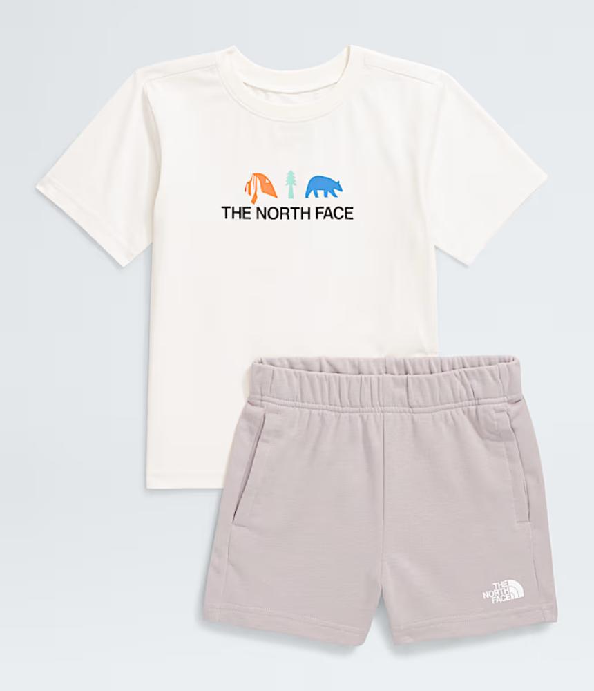 The North Face - Cotton Summer Set Graphic - Little Kids' - White Dune/Moon