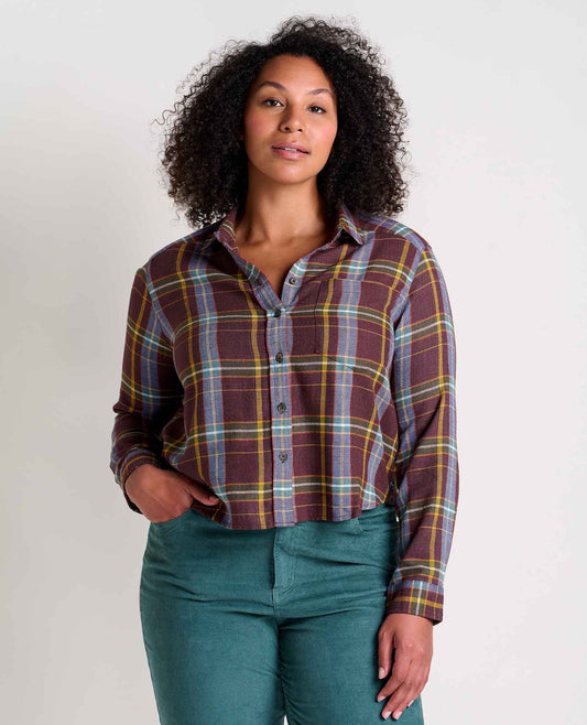 Toad and Co - Re-Form Flannel Boxy Long Sleeve Shirt - Carob Multi Windowpane