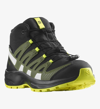 Salomon - XA Pro V8 Mid Climasalomon Waterproof Kids' - Black/Deep Lichen Green/Safety Yellow