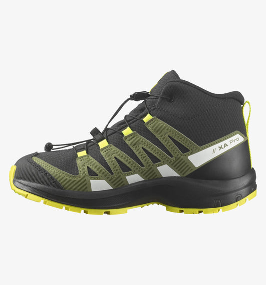Salomon - XA Pro V8 Mid Climasalomon Waterproof Kids' - Black/Deep Lichen Green/Safety Yellow