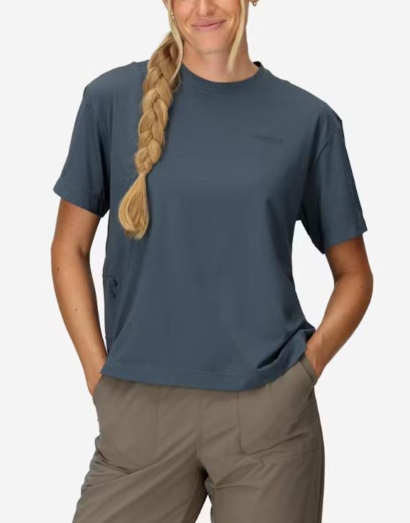 (取寄) マーモット レディース キャンプ ノベルティ シャツ - ウィメンズ Marmot women AirExchange SolarShield Camp Novelty Shirt - Women's Thunderhead Marmot - AirExchange SolarShield Short Sleeve Shirt