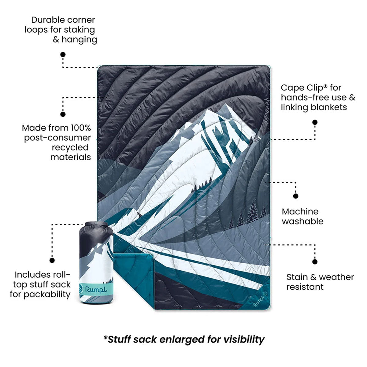 Rumpl - Original Puffy Blanket - Midnight Mountain Peak