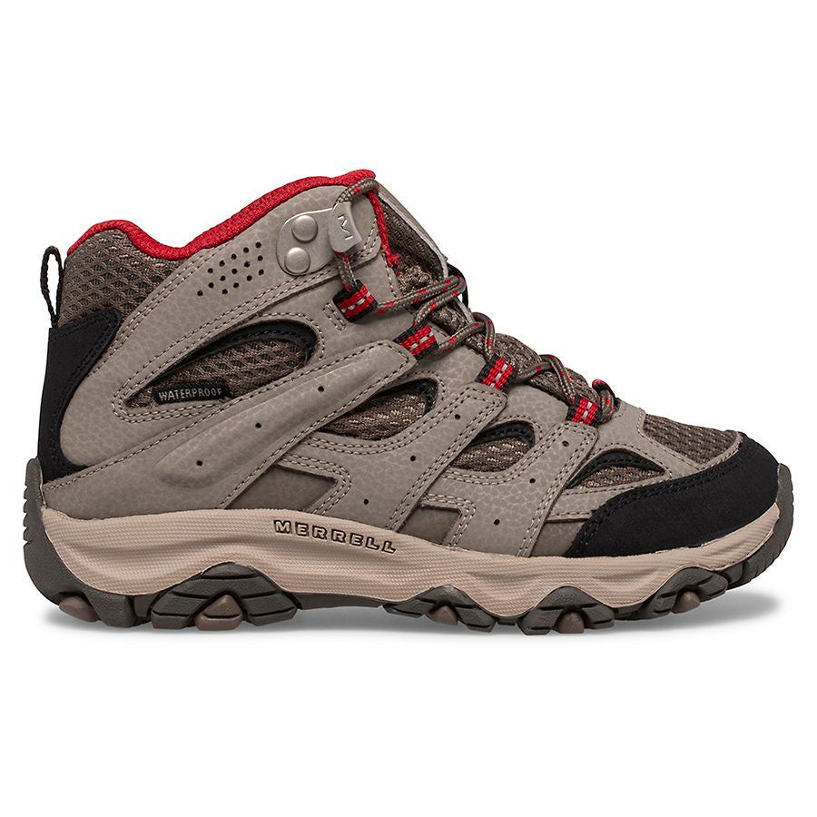 Merrell - Moab 3 Mid Waterproof - Big Kids - Boulder/Red