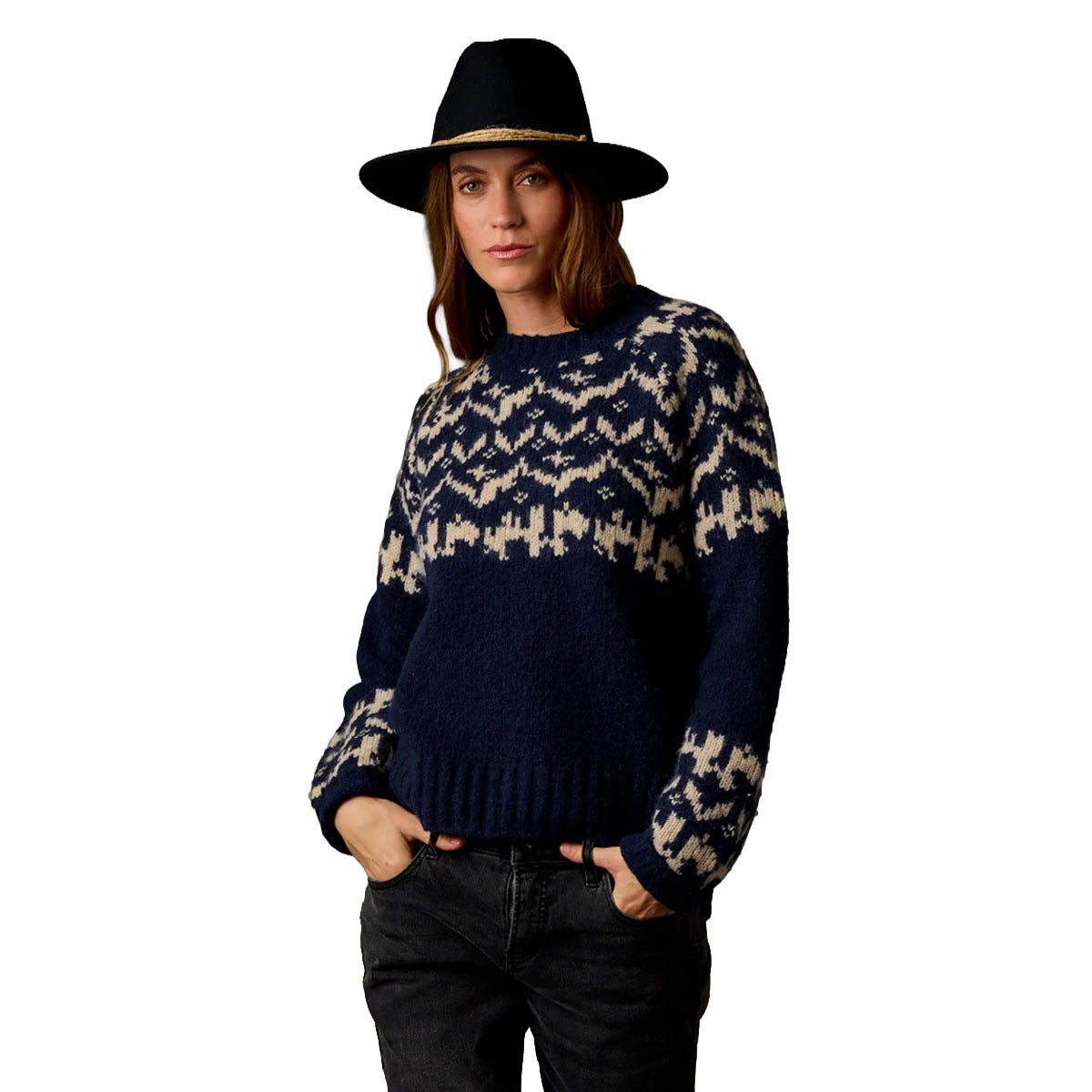 Carve Designs - Aria Fairisle Sweater - Navy Fairisle