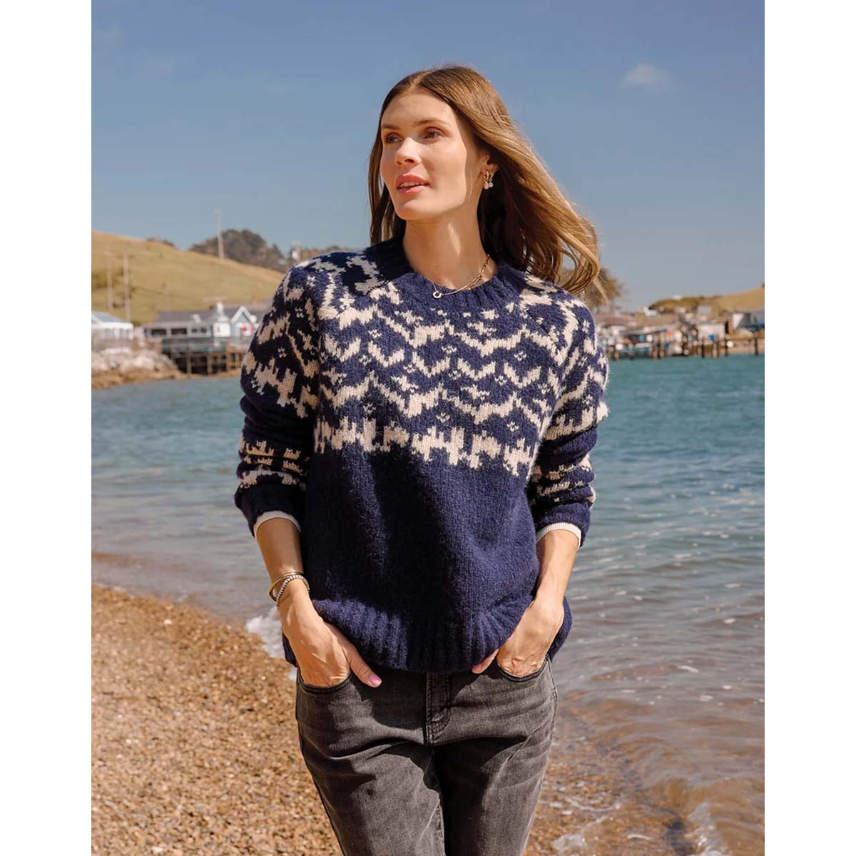 Carve Designs - Aria Fairisle Sweater - Navy Fairisle