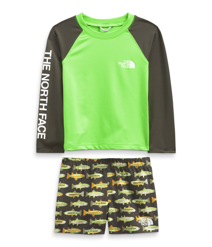 The North Face - Toddler Long Sleeve Sun Set - New Taupe Green Fly Reel Print