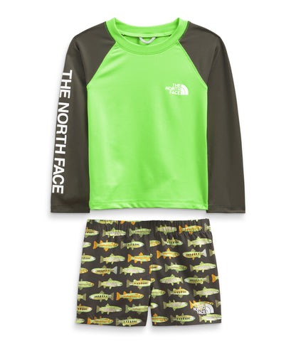 The North Face - Toddler Long Sleeve Sun Set - New Taupe Green Fly Reel Print