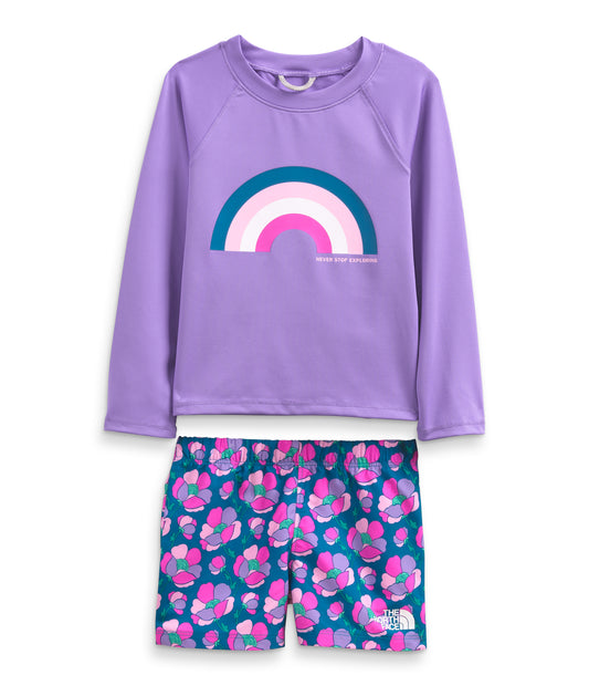 The North Face - Toddler Long Sleeve Sun Set - Banff Blue Mountain Floral Print