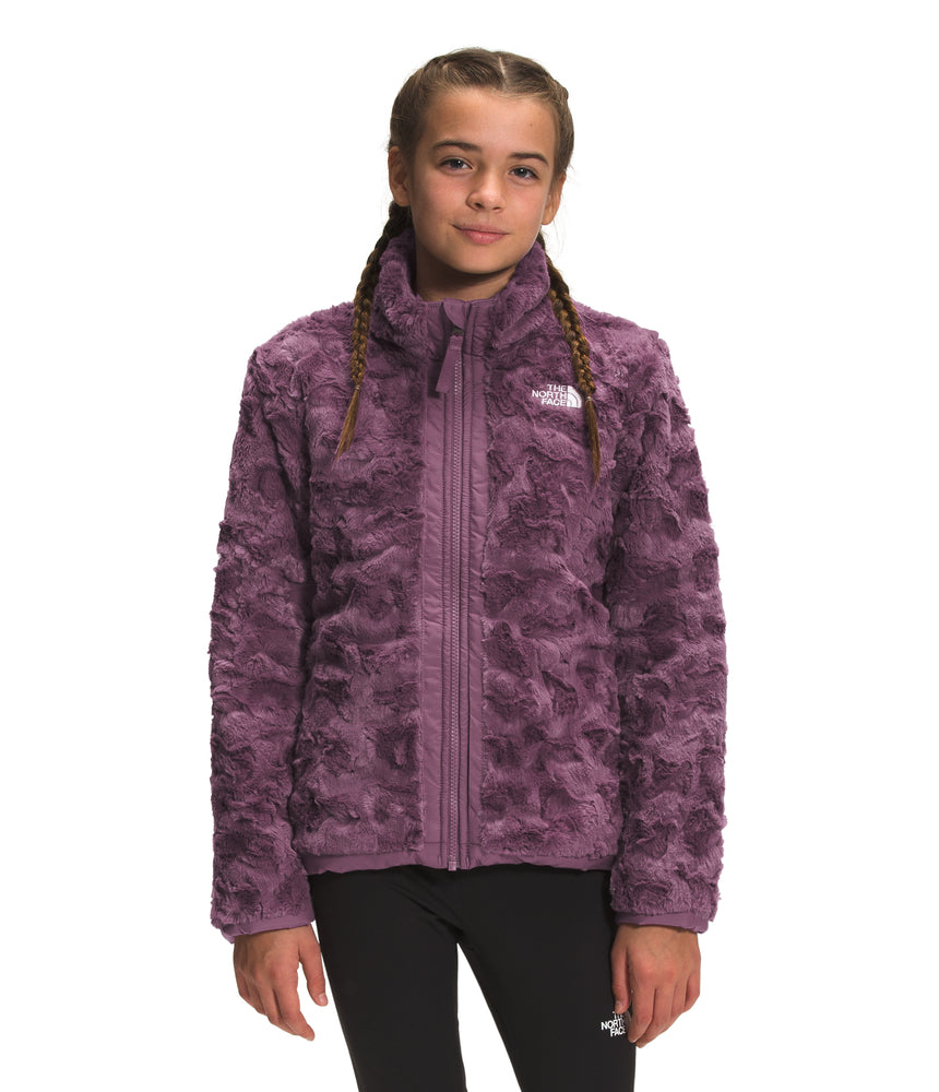 The North Face - Reversible Mossbud Swirl Jacket - Girls - Vanadis Grey Heather/Gardenia White
