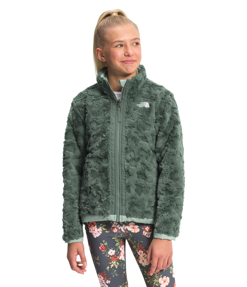 The North Face - Reversible Mossbud Swirl Jacket - Girls - Vanadis Grey Heather/Gardenia White
