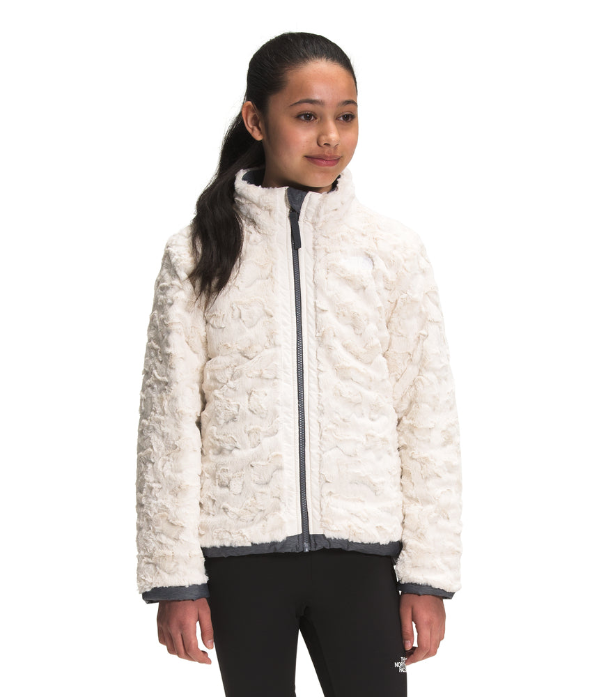 The North Face - Reversible Mossbud Swirl Jacket - Girls - Vanadis Grey Heather/Gardenia White
