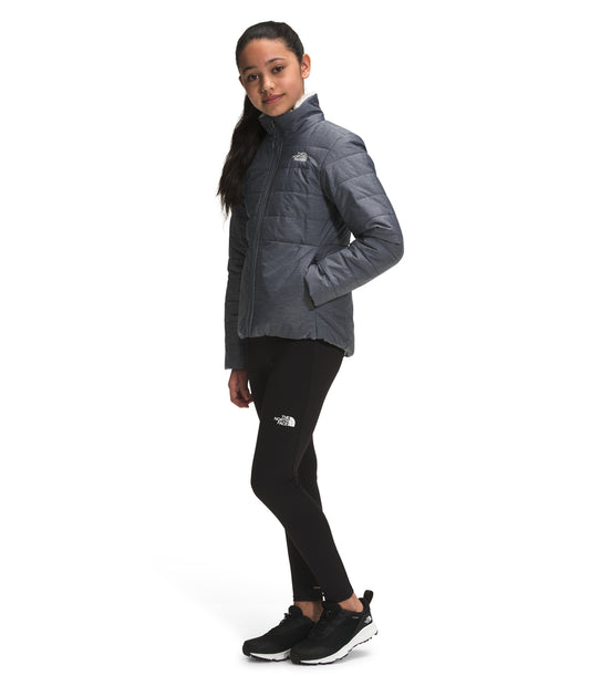 The North Face - Reversible Mossbud Swirl Jacket - Girls - Vanadis Grey Heather/Gardenia White